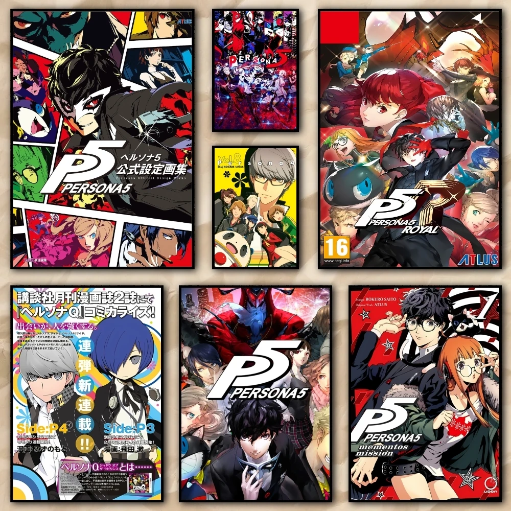 Classic Anime P-Persona 5 Painting Calligraphy Canvas Poster: Crease Free Waterproof Durable All Space Wall Decor