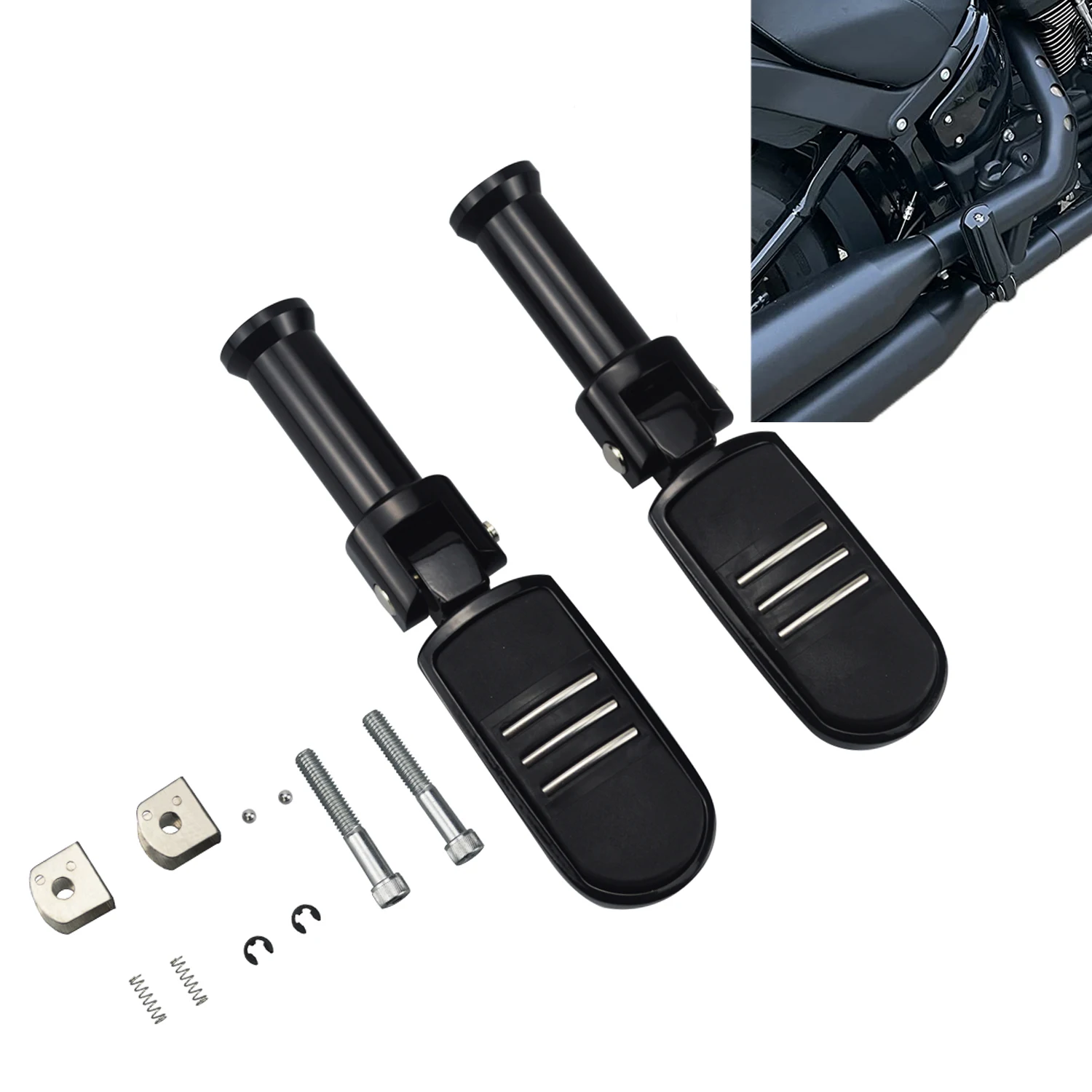 Motorcycle Rear Passenger Foot Pegs Mount Black Chrome Pedal For Harley Softail 2018-2025 Deluxe Fat Boy Heritage Sport Glide