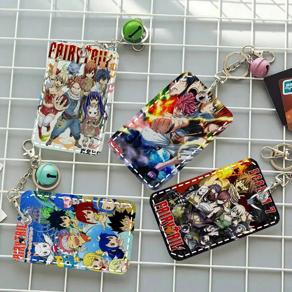 Fairy Tail Card Case Keychain Access Card Bag Key Tag Ring Leather Card Holder Key Ring Access