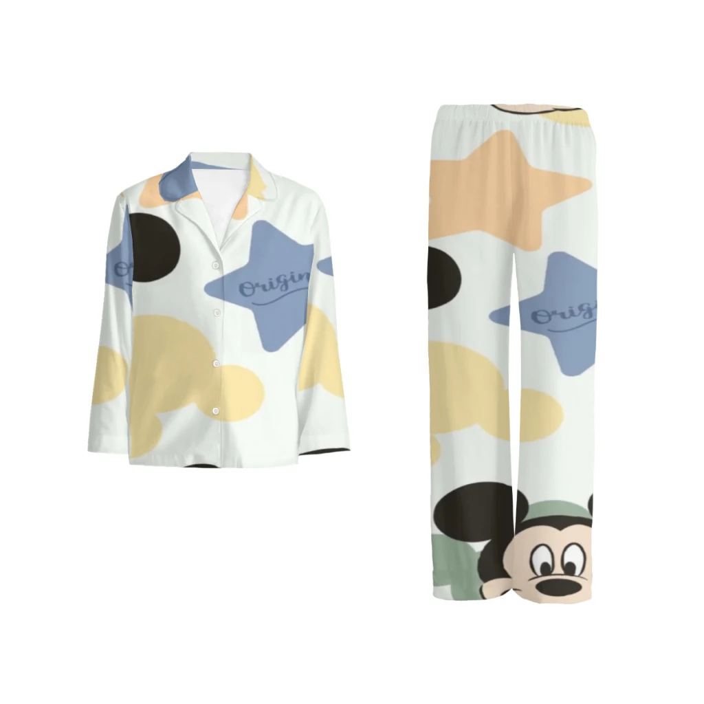 

Disney Mickey Mouse Cotton pajamas set for men and women, long-sleeved strawberry doll print casual pajamasDisney Mickey Mouse