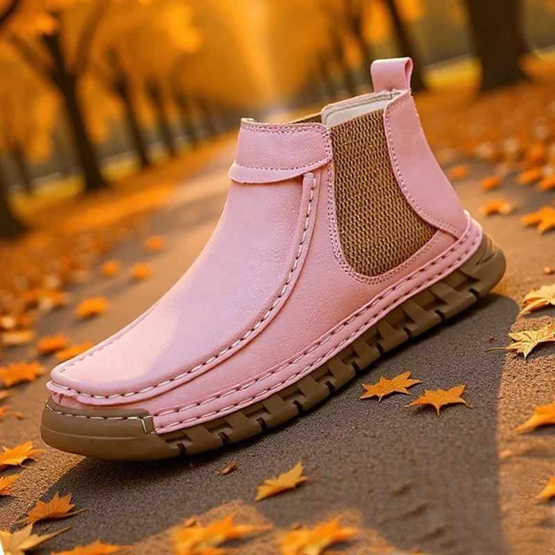 

Classic Leather Women Boots Outdoor Non-slip Women's Sneakers Slip on Breathable Casual Women's Shoes Leather Women Ankle Boots