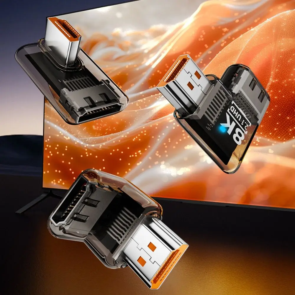 

8K 60HZ HDTV Male to Female Adapter Transparent Indicator Light Interface Protector ABS Mini UHD2.1 Extender TV Box Monitor