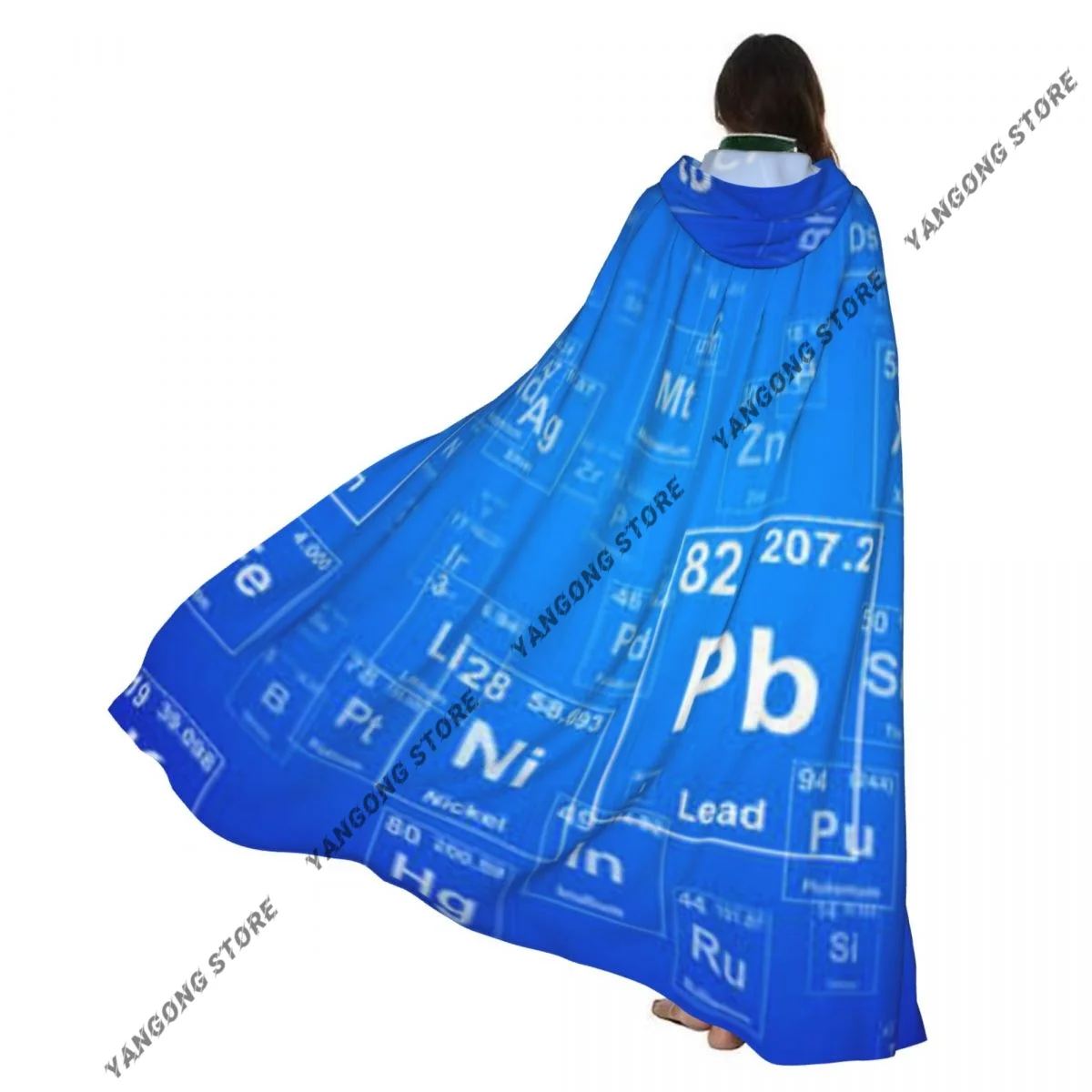 

Накидка вампира для взрослых, халат с капюшоном, химия, телешоу, вдохновленное изображение, периодический элемент, плащ с принтом на Хэллоуин, полная длина, косплей