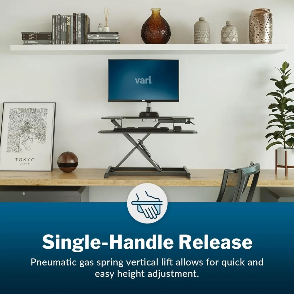 Two-Tier Standing Desk Converter for Monitor & Accessories - Height Adjustable Sit Stand Desk - Fully Assembled Monitor Riser