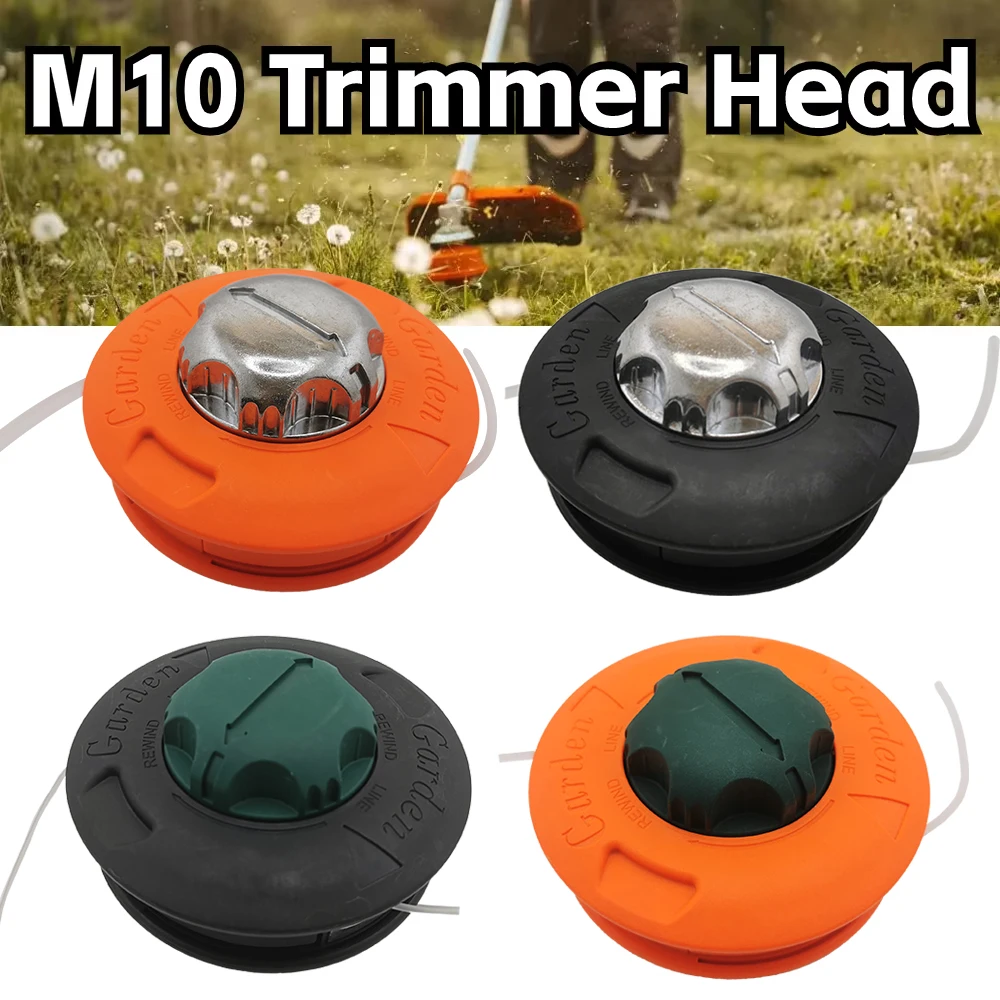 M10 Aluminum Head Nylon Trimmer Head Universal Bump Feed Aluminum Trimmer Brush Grass Parts Line Grass Garden Strimmer Cutter