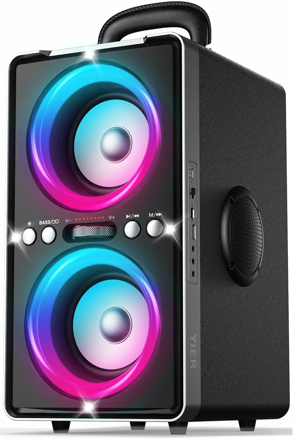 

200-ваттная Bluetooth-колонка с мощными басами, 20 часов работы, TWS, быстрая зарядка, портативная ручка для переноски, LED-подсветка для вечеринок и активного отдыха
