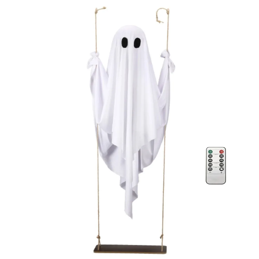 Luminous Halloween Hanging Swing Ghost Remote-controlled Large Lighted Swing Ghost Pendant Adjustable Brightness LED Ghost Swing