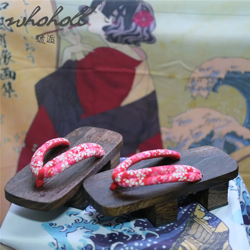 Genshin Impact Women Cos Geta Japanese Wood Clogs Shoes Summer Thick Sole Flat Slippers Women Flip Flops Slippers Cosplay Shoes 4