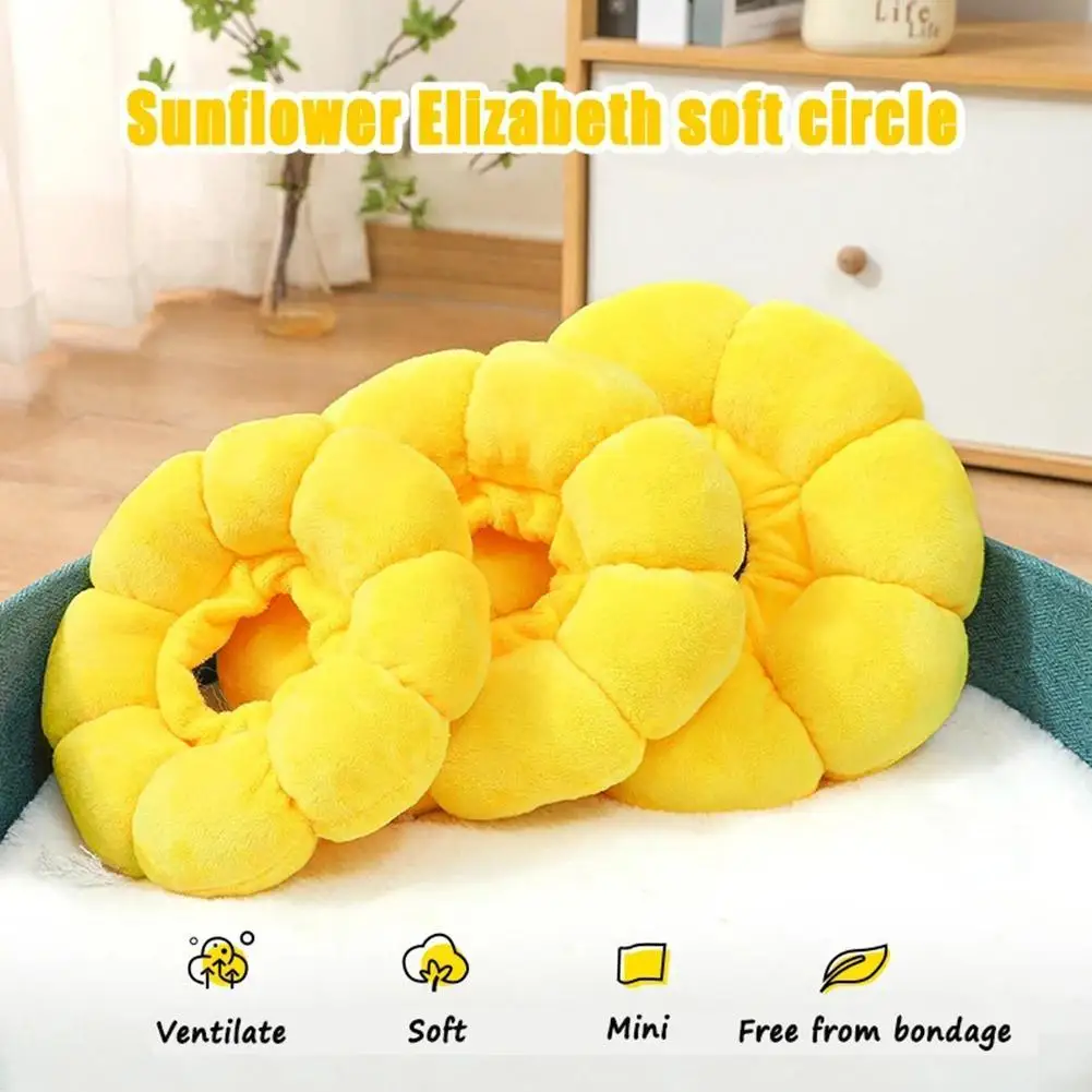 3 Sizes Adjustable Sunflower Elizabeth For Pet Cat Anti-bite Recovery Collar For Dog Cat Sterilization Anti Lick Head Cover J3B0