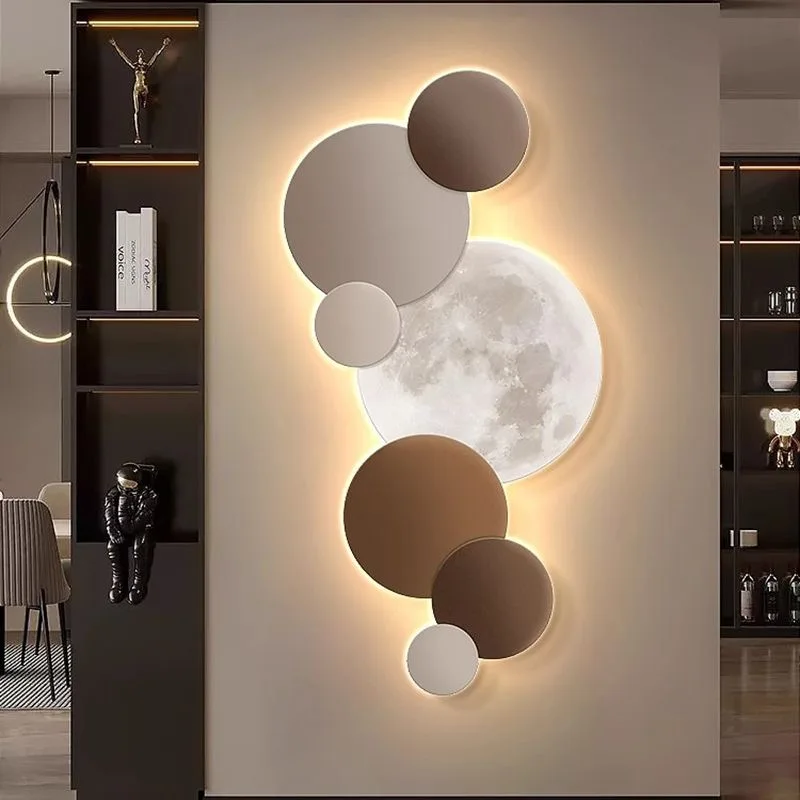 Porch decoration painting Wall lamp LED luminous light Corridor corridor hanging painting High grade wall painting Moon CX176DS