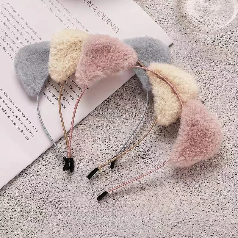 Plush Cat Ears Headband for Women Cartoon Plush Hair Band Anime Cosplay Cute Face Wash Hairband Headware Girls Hair Accessories