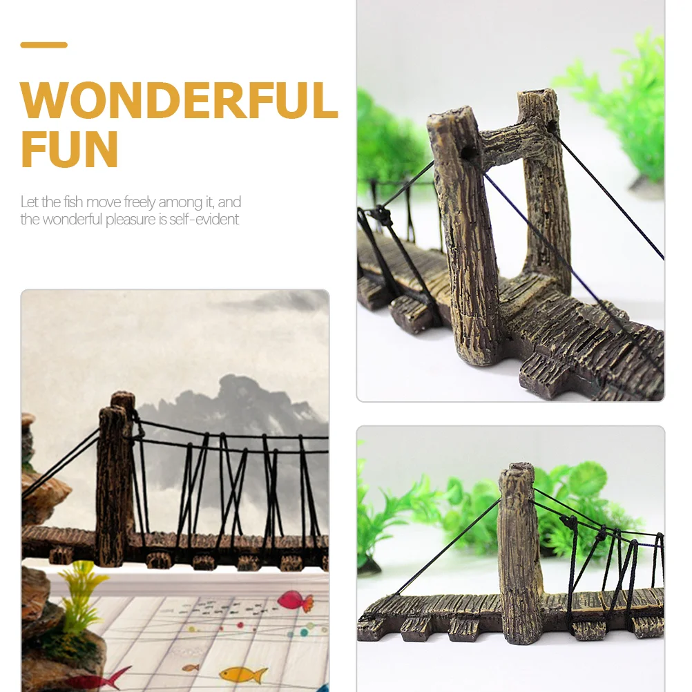 Resin Rope Bridge Fish Hide Decors Craft Aquarium Underwater Adorn Supplies for Decoration