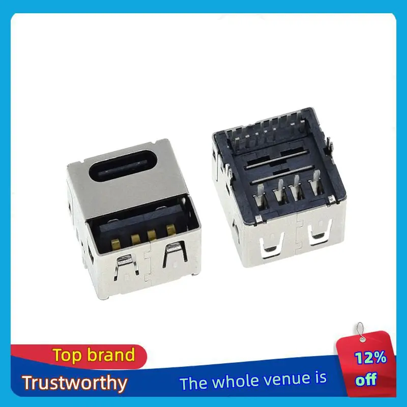 1/5/10pcs Type-C Dual USB Jack 90 Degree USB connector female 4 Straight Feet female socket PD quick charger for car