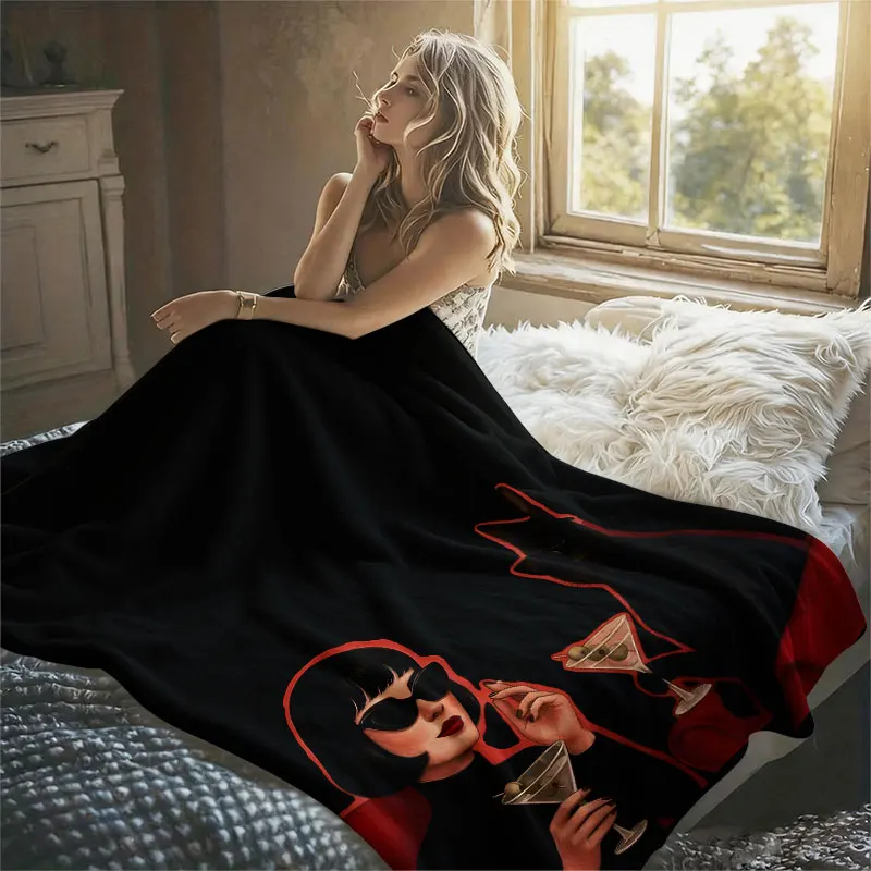 Cocktail Cat Lady Flannel Blanket Warm Soft Halloween Christmas Decorative Couch Warm Cozy All-Season Gift
