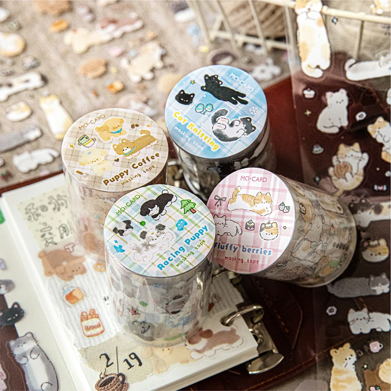 2 Rolls Cute Plush Pets Washi Tape, Healing Journal Decor, M