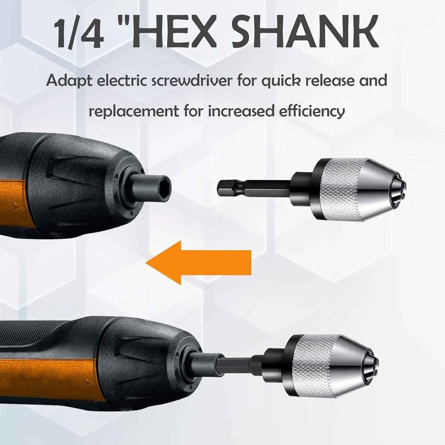 4Pcs Keyless Drill Chuck Adapter 0.3-6.5mm and 0.3-3.6mm 1/4 Hex Shank Drill Bit for Cordless Screwdriver and Power Drills view 3