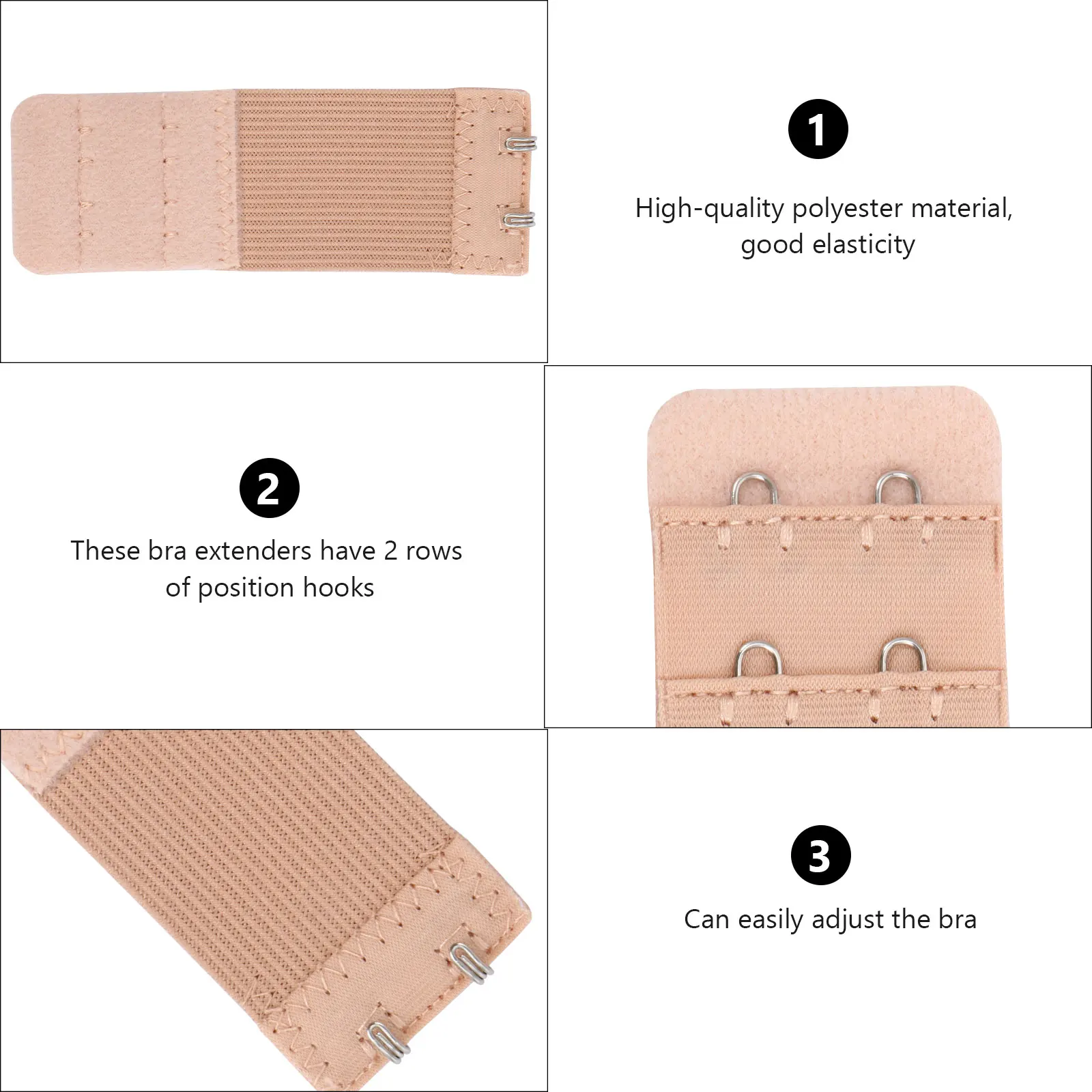 

Elastic Bra Extenders Women Bras Extension Strap 2 Hooks 2 Rows Soft Polyester Metal Adjustable Underwear Accessories Bra B
