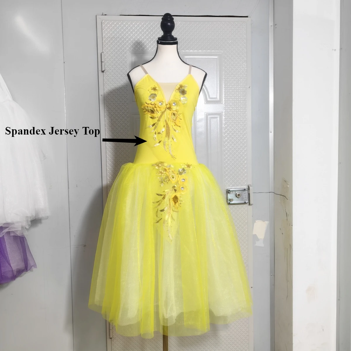 Costumes de spectacle de danse, jupes Tutu longues de Ballet, robe en dentelle à fleurs pour femmes