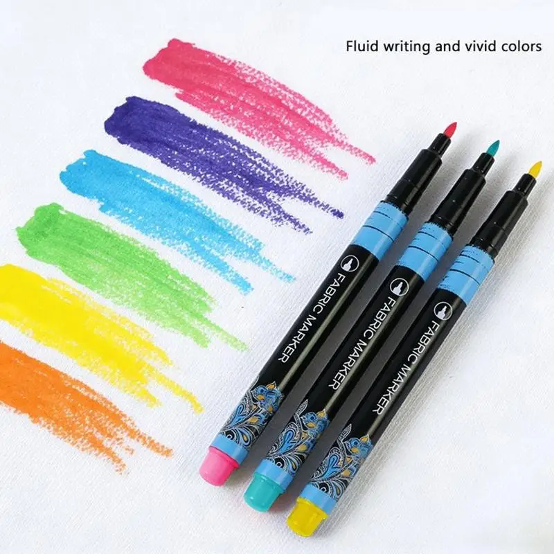 Waterproof Cloth Marker Quick Dry Permanent Paint Pen for Textile Design and Creative Painting Visible After Evening D2RC