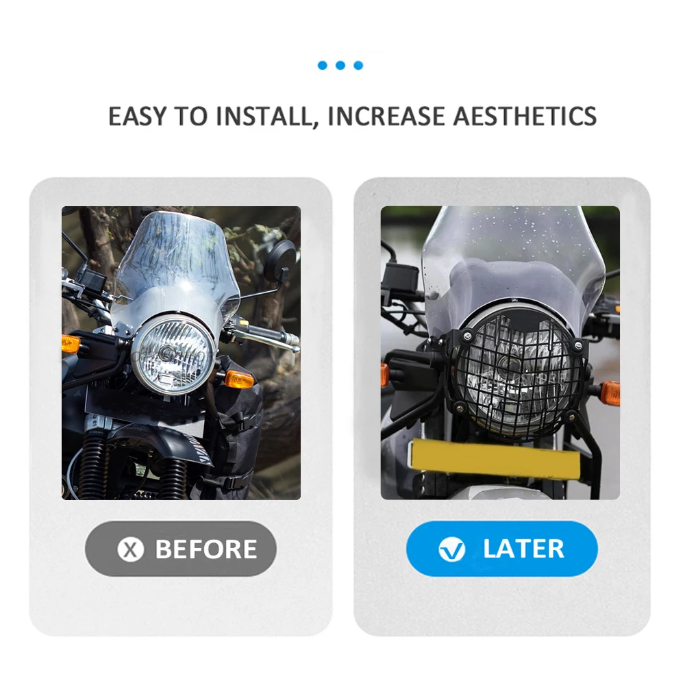 دراجة نارية CNC الألومنيوم العلوي مصبغة الحرس الجبهة مصباح غطاء الشواية ل رويال انفيلد الهيمالايا 2016-2021 رئيس ضوء حامي #5