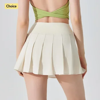 กระโปรงสั้นเอวสูงสำหรับผู้หญิงกระโปรงออกกำลังกายกีฬาวิ่งกระโปรงมีจีบแบดมินตันกอล์ฟ
