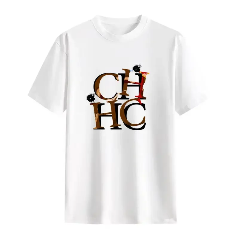 T-shirt stampata di marca CH New Art Letter disponibile in più colori Cotone Vestibilità comoda Casual Moda quotidiana Top versatile