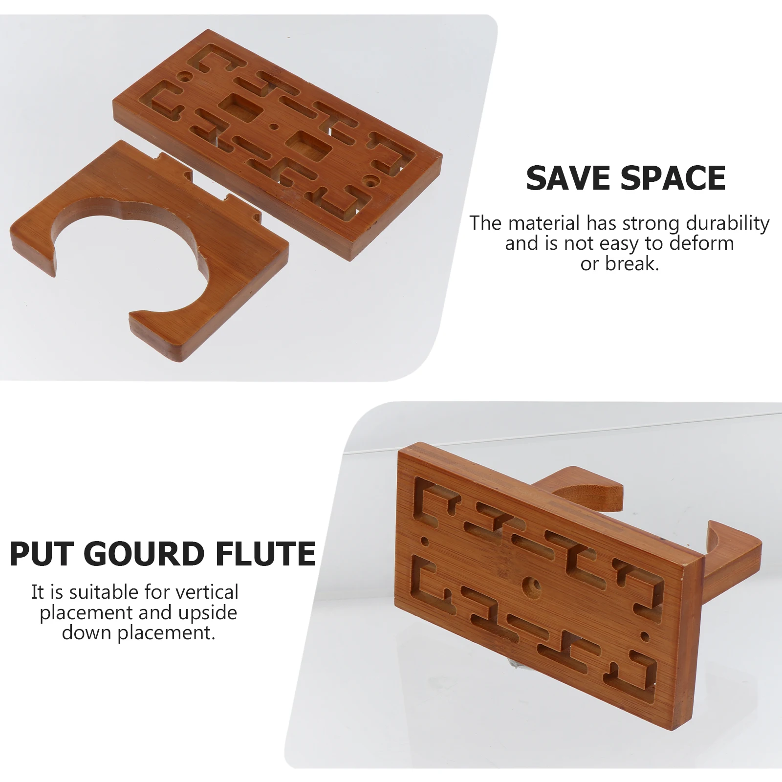 

Wall Hook Instrument Rack Wall-Mounted Cucurbit Flute Shelf Guitar Display Storage Brown Wooden Hanging