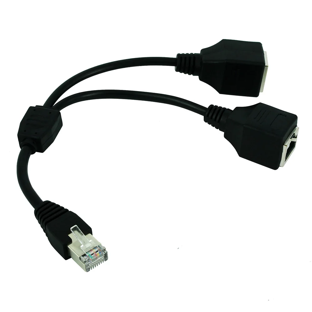 Cat5e Cat5 Cat6 łatwy kabel Adapter RJ45 1 męski na 2 żeńskie gniazdo Port LAN sieć Ethernet Splitter Y stabilna transmisja