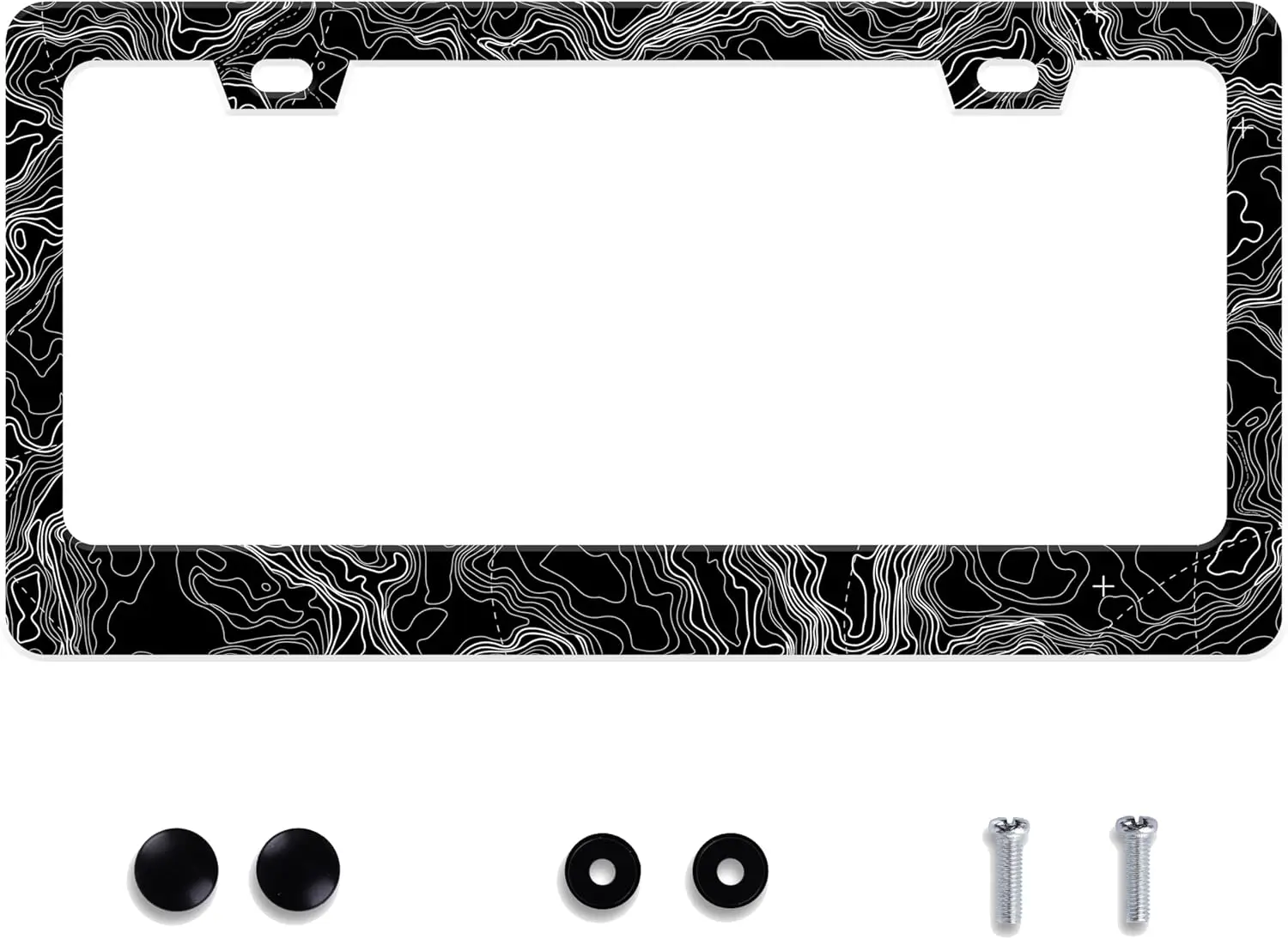 

Topographic Map License Plate Frame Stainless Steel Topography Auto Parts Decoration with Screws License Plate Holder for Men