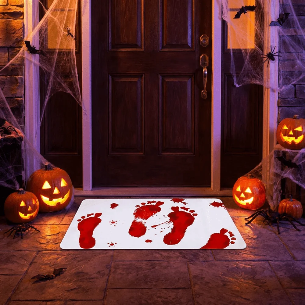 Non Slip Halloween Color Changing Floor Mat Funny Color Changing Bloody Doormat Water Absorbent Halloween Rug Entryway