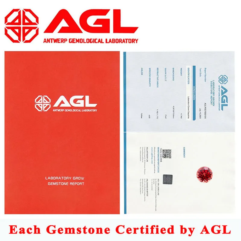 قطع مستديرة مختبر نمت Padparadscha النار لوتس خرز تميمة DIY بها بنفسك صنع المجوهرات قلادة المواد اختيار شهادة AGL #6