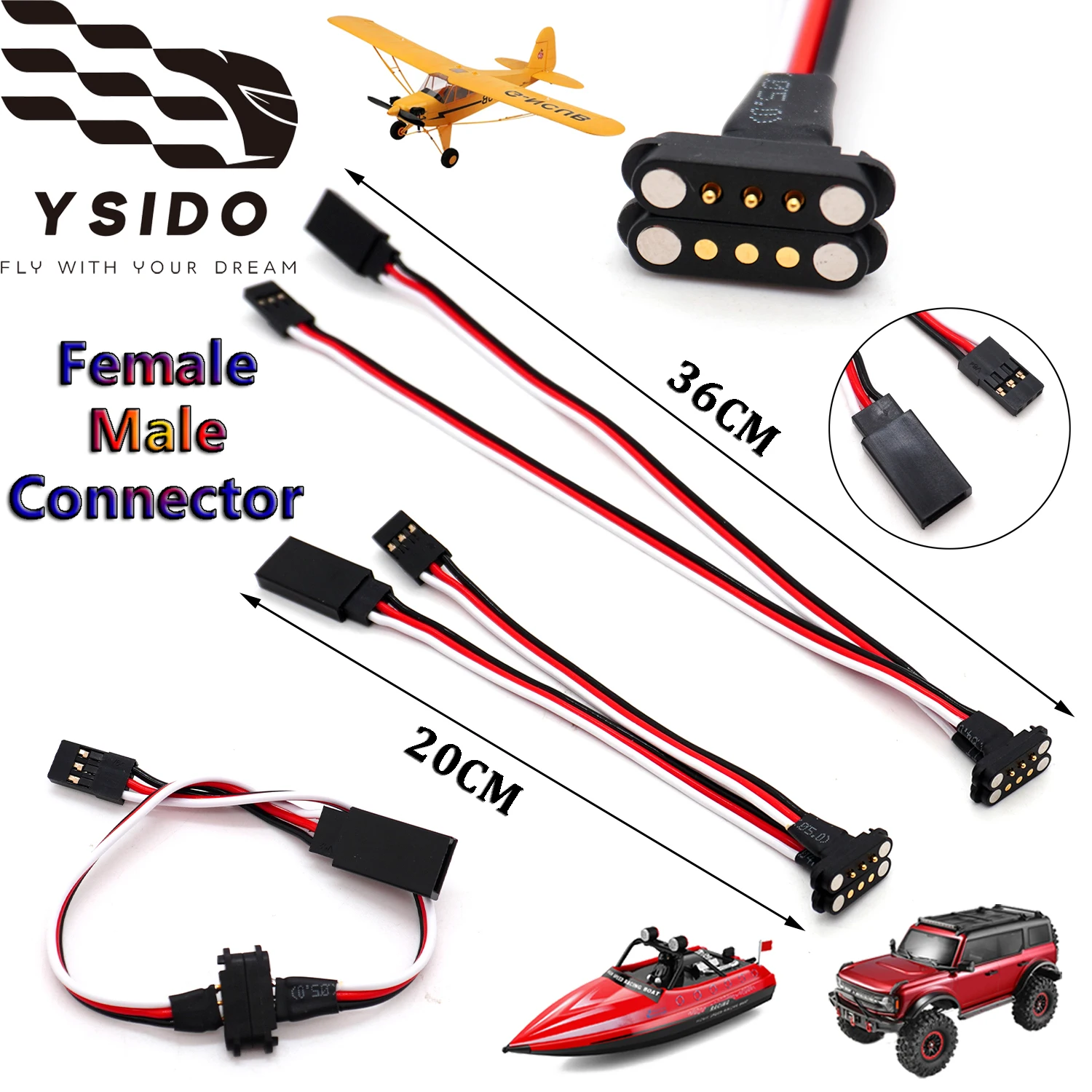 RC المغناطيسي نموذج كابل 20 سنتيمتر 36 سنتيمتر المغناطيسي المفاجئة على تمديد كابل ل التحكم عن بعد طائرة الطائرات سيارات قارب DIY نموذج جزء