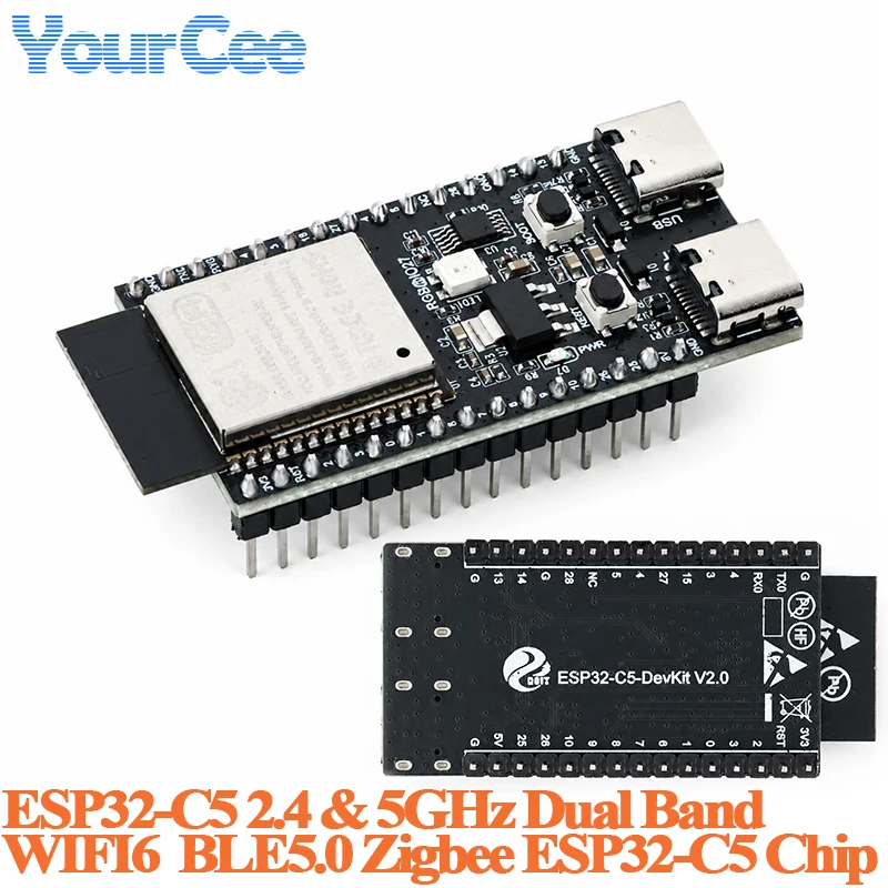 2pcs/1pc ESP32-C5-DevKit ESP32C5 Development Board Module 2.4G 5GHz Dual Band WIFI6 Bluetooth-Compatibe BLE5.0 Zigbee ESP32-C5