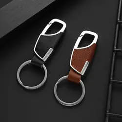 1Pcs Luxury Leather Men Keychain Black Clasp Creative DIY Keyring Holder Outdoor Car Key Chain For Men Jewelry Gift