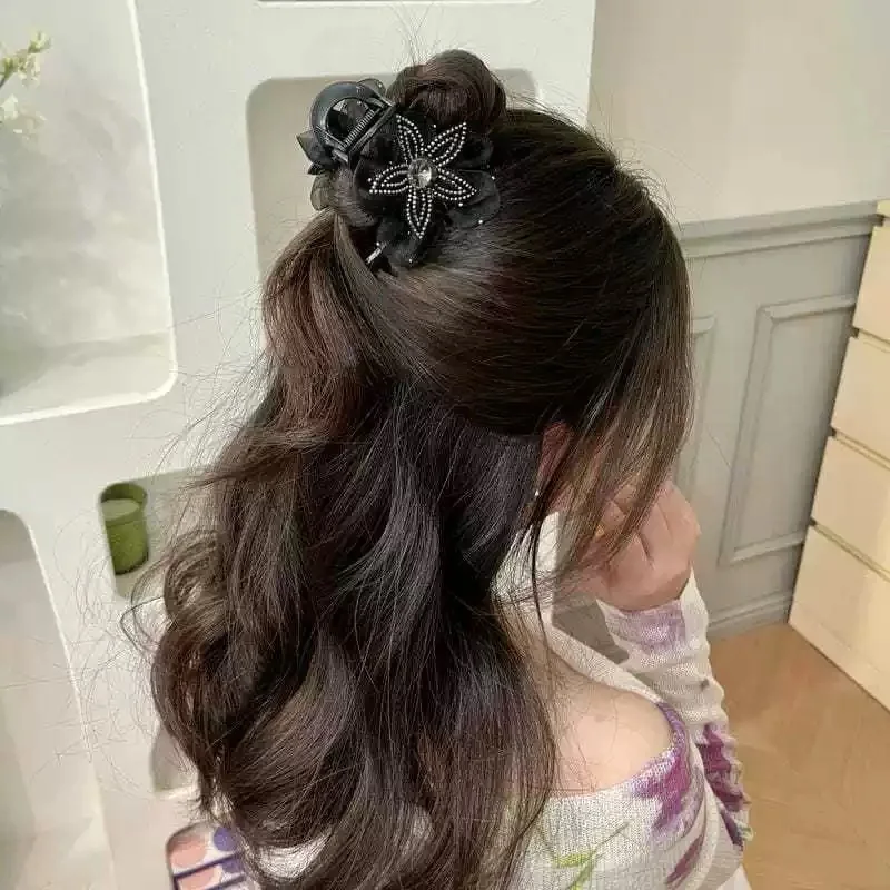 إكسسوارات شعر رائعة بمشبك زهرة من حجر الراين الشبكي للنساء