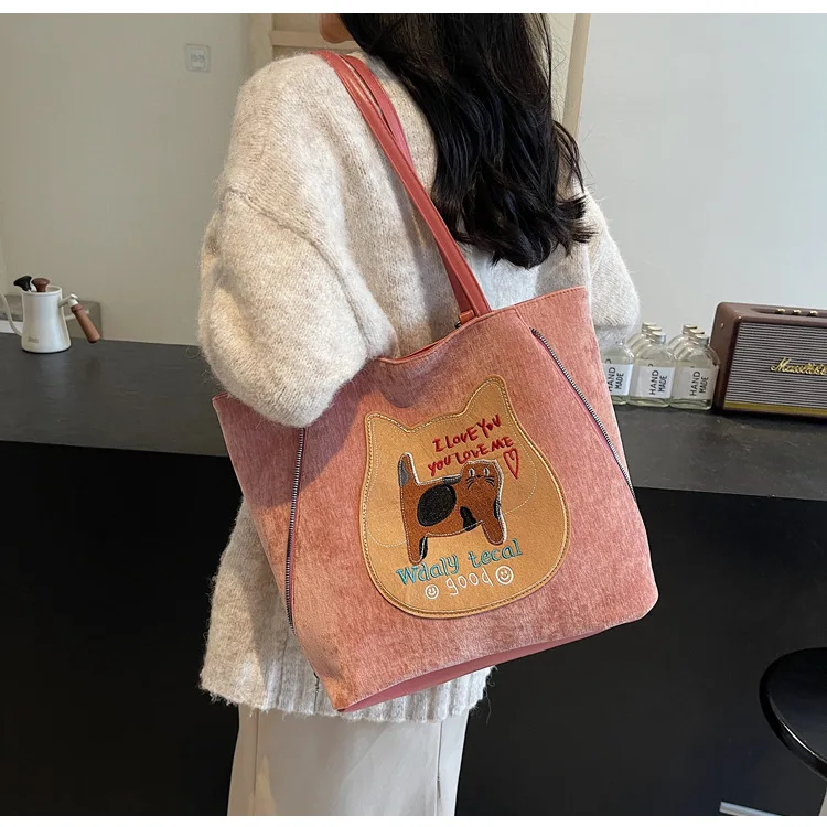 

Новая модная женская повседневная сумка через плечо с милым мультяшным котом большой емкости для новогоднего подарка