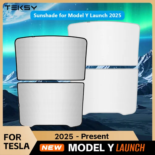 Para Tesla Model Y Launch 2025 Parasol para techo Never Sag Nano revestimientos de cristal de hielo aislamiento térmico parasol de vidrio Interior gris