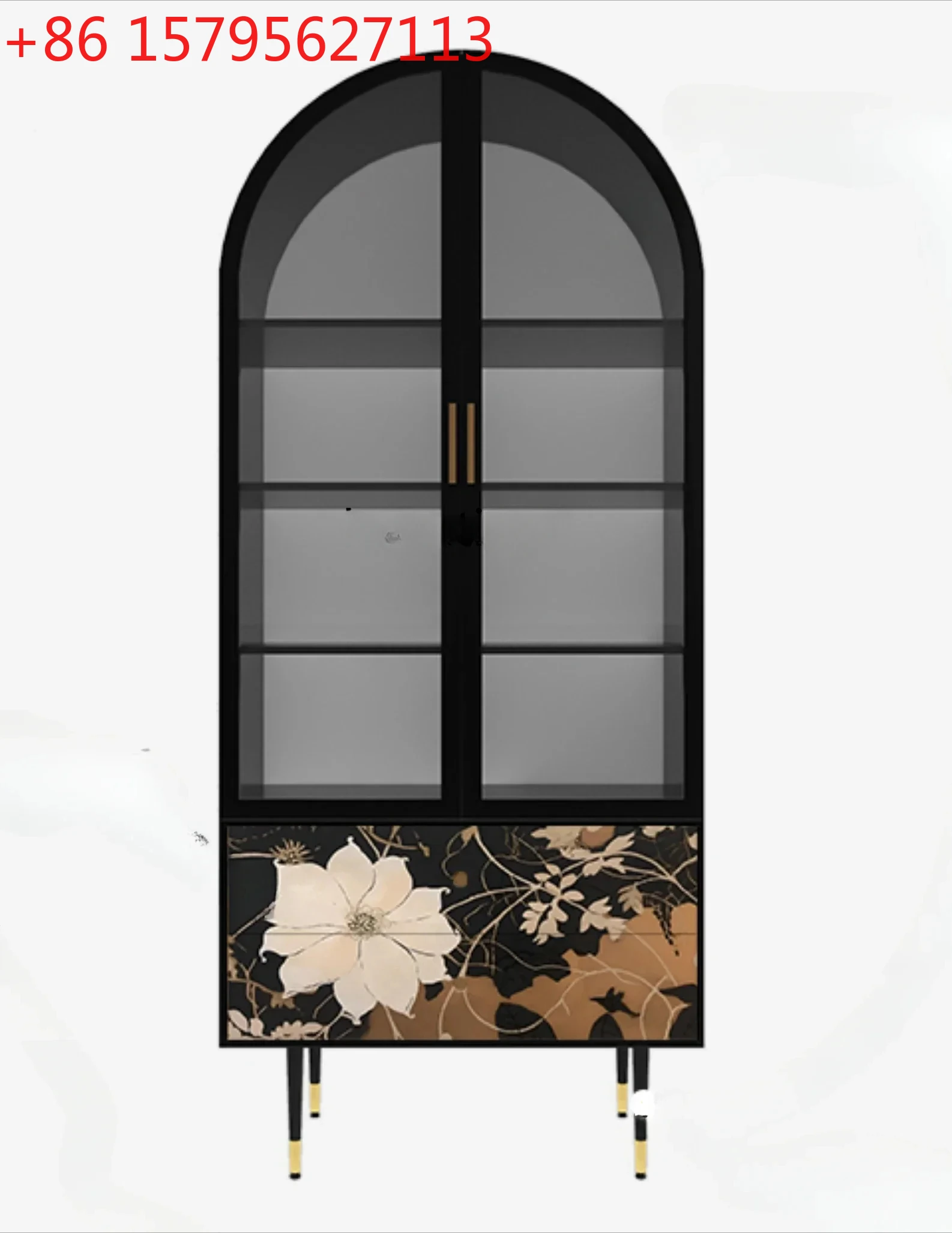 

Французский ретро-шкаф для вина черного цвета, американский арочный книжный шкаф со стеклянной дверцей, тумба-буфет из массива дерева для дома