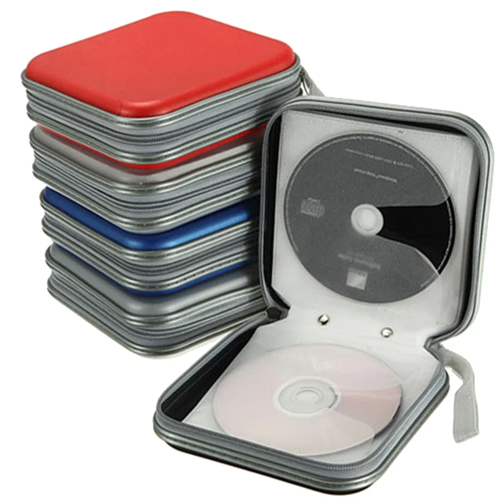 Portable CD DVD Case 40 Capacity EVA Storage Bag Round Holder with Zipper for Home Car CD Box Bags Accessories