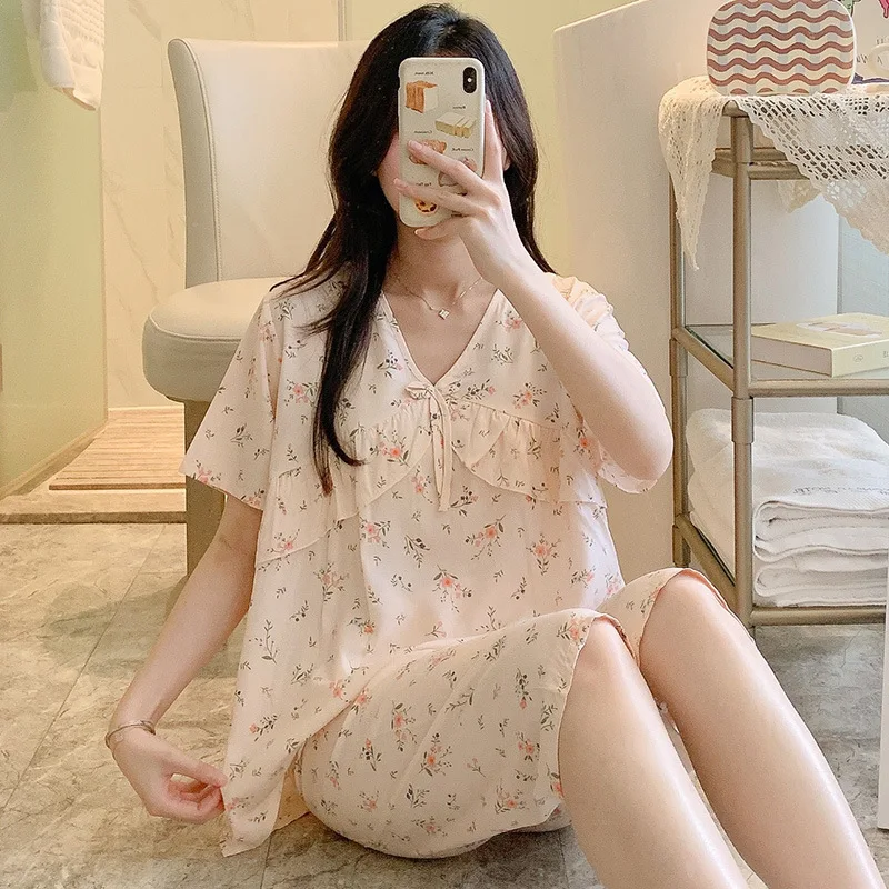 

Short Sleeve Shorts Floral Print Woman Satin Pajama Sets Ensembles 2 Piece Two-Piece Pants Outfit Lounge Women Pijama Pajama Pj