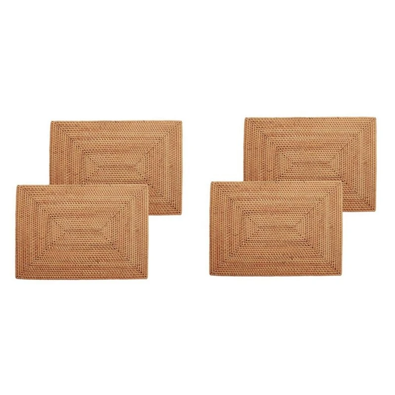 A67M-4 Pcs Table Mats Non Slip Rattan Placemats Dining Table Heat Resistant Woven Place Mats Insulation Heat Resistant Mats
