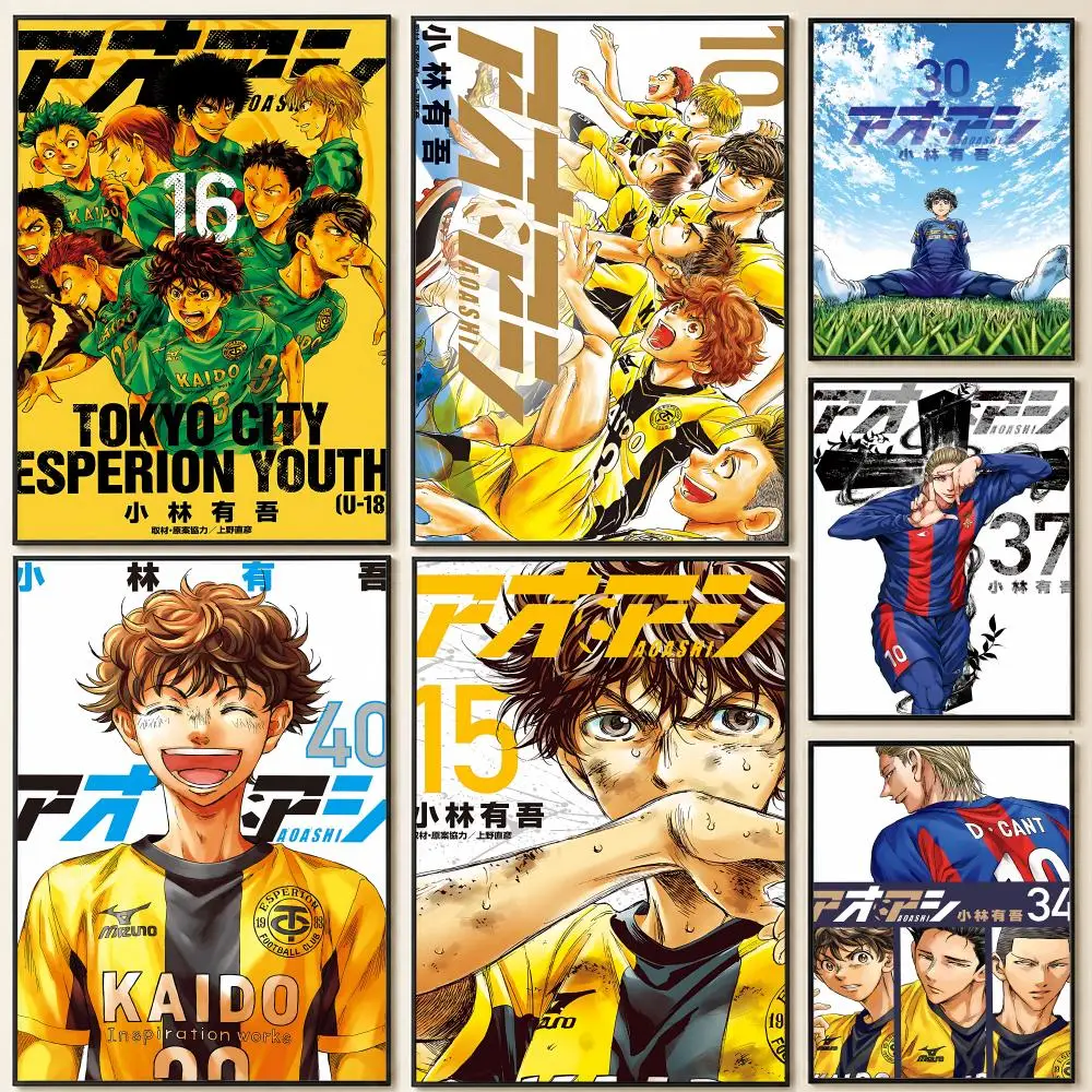 Sports Manga A-Ao A-Ashi Poster HD Self Adhesive Wall Poster Waterproof Removable No Fade for Bedroom Living Room Decor