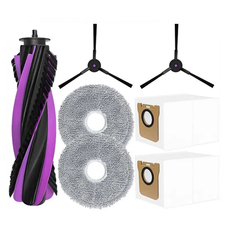 

Аксессуары для пылесоса JONR P20 PRO – основная щетка, боковая щетка, мешок для пыли и сменные салфетки для швабры.