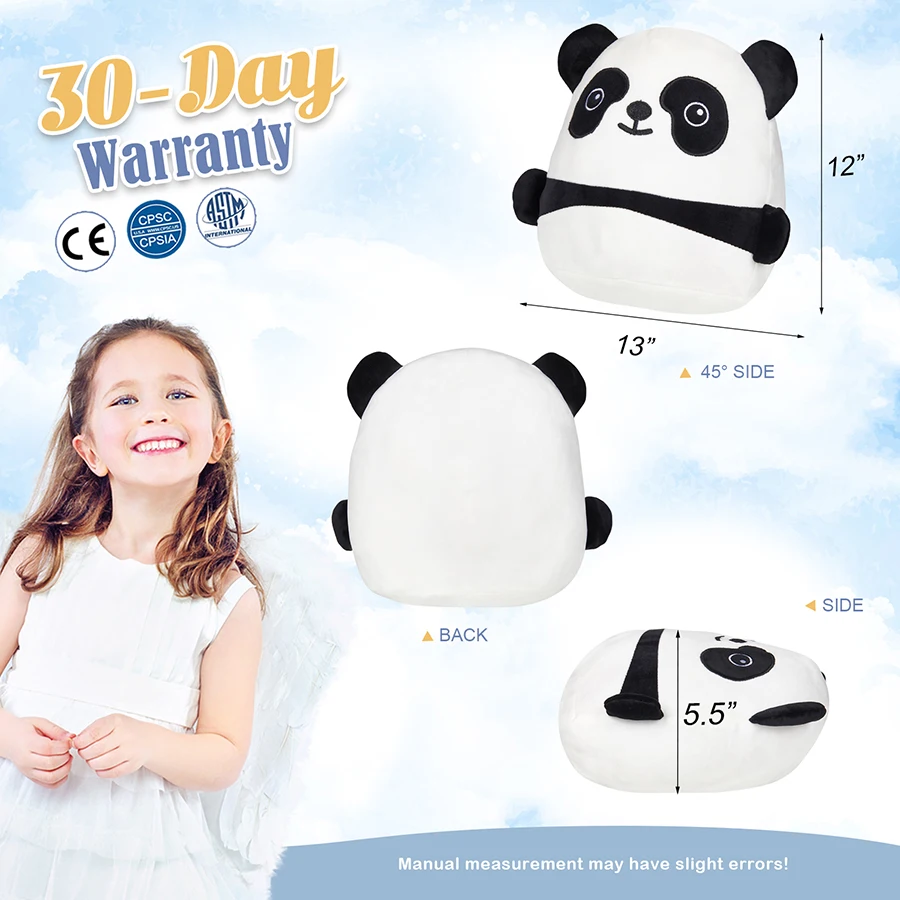 Soft Throw Pillows Panda 13 Inch Soft Mini Cute Animal Plush Doll Round Cottom Comfort Kawaii White Black Nap Pillow Cushion