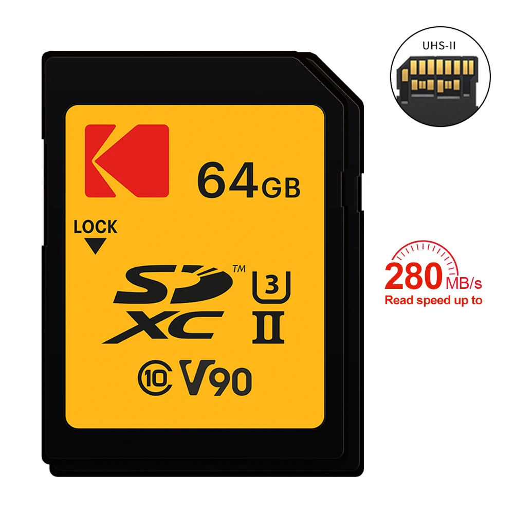 SD-карта Kodak для камеры, высокоскоростная карта памяти 280 Мбит/с V60 V90 U3, 64 ГБ, 128 ГБ, 256 ГБ, 1T, для Canon, для камеры Sony, поддержка видео 4K 8K SD-карта Kodak для камеры, высокоскоростная карта памяти 280 Мбит/с V60 V90 U3, 64 ГБ, 128 ГБ, 256 ГБ, 1T, для Canon, для камеры Sony, поддержка видео 4K 8K