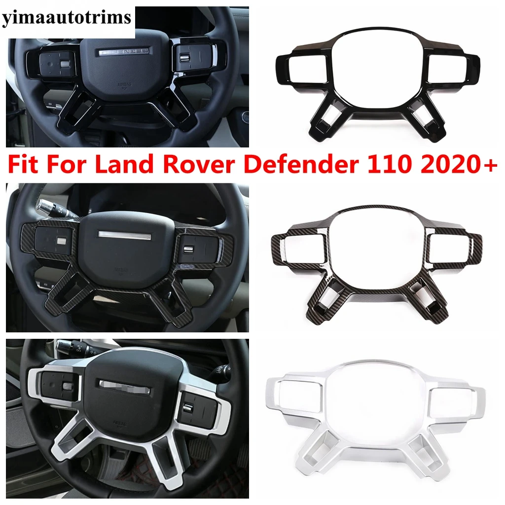 

Steering Wheel Frame Decoraion Cover Trim For Land Rover Defender 110 2020 2021 2022 Black / Carbon Fiber Interior Accessories