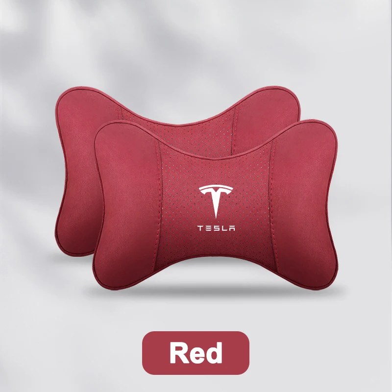 2PCS Car Seat Headrest Pillows Neck Support Protect Cushion For Tesla Model 3 Model S X Model Y Roadster SpaceX Auto Accessories