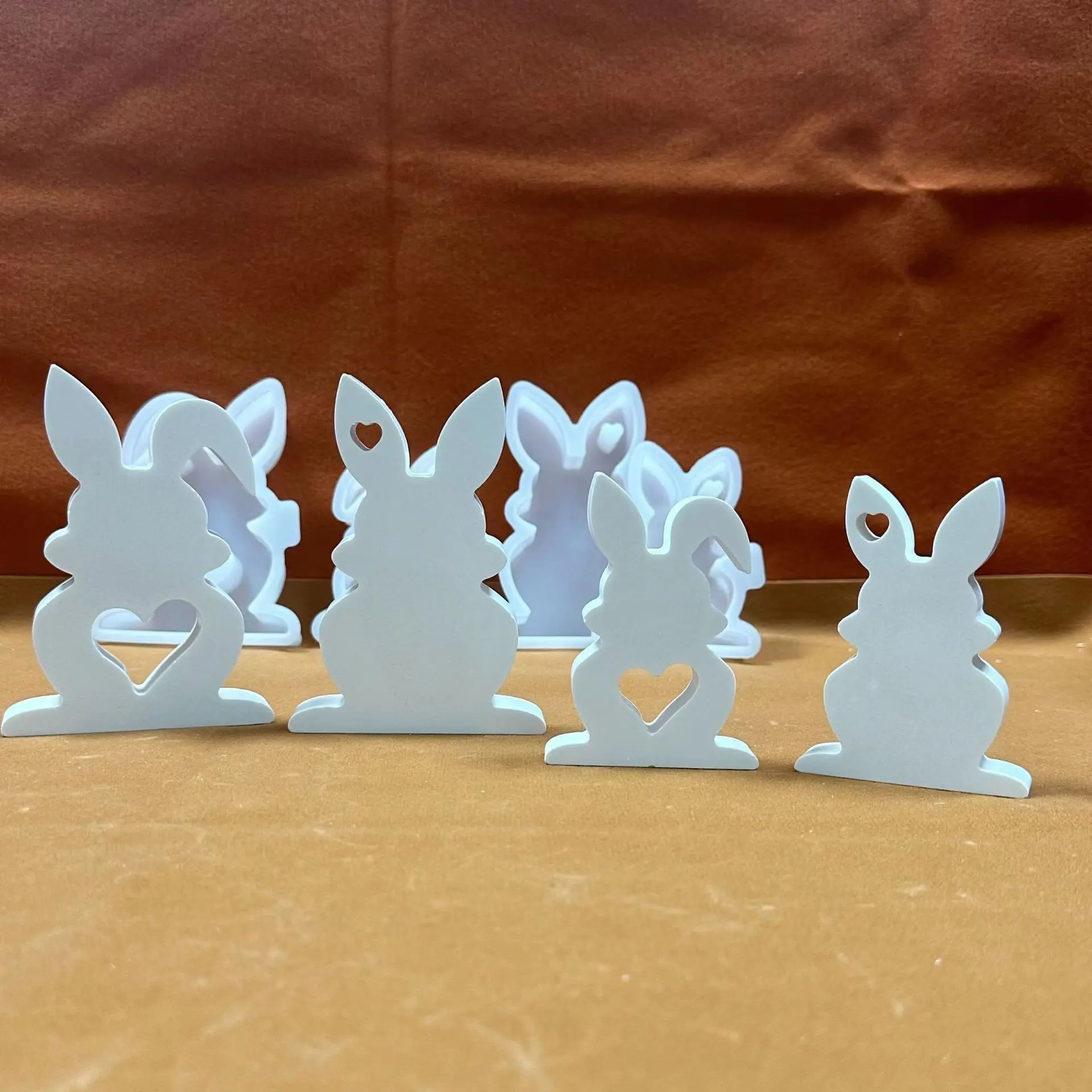 Easter Love Standing Rabbit Candle Ornaments Mold DIY Resin Cement Gypsum  Pouring Ornaments Silicone Mold Home Decoration