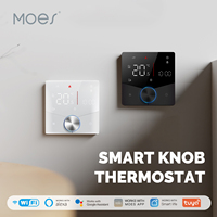 MOES Tuya WiFi Smart Knob Thermostat Gas Boiler Electric Heating Temperature Controller LCD Display Touch Screen Alexa Google