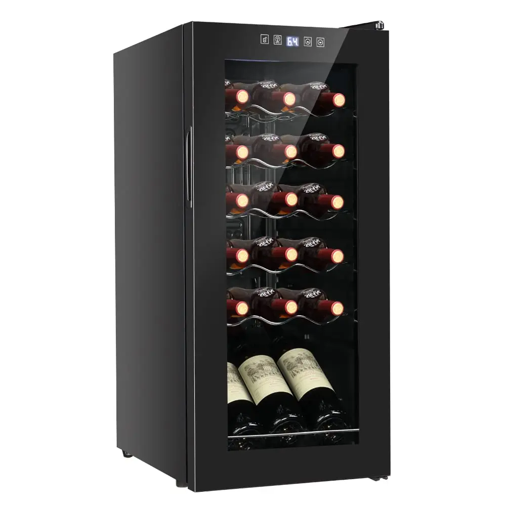 18 Bottle Compressor Wine Cooler, Freestanding Fridge with Digital Control & Glass Door for Wine Beer, Customized